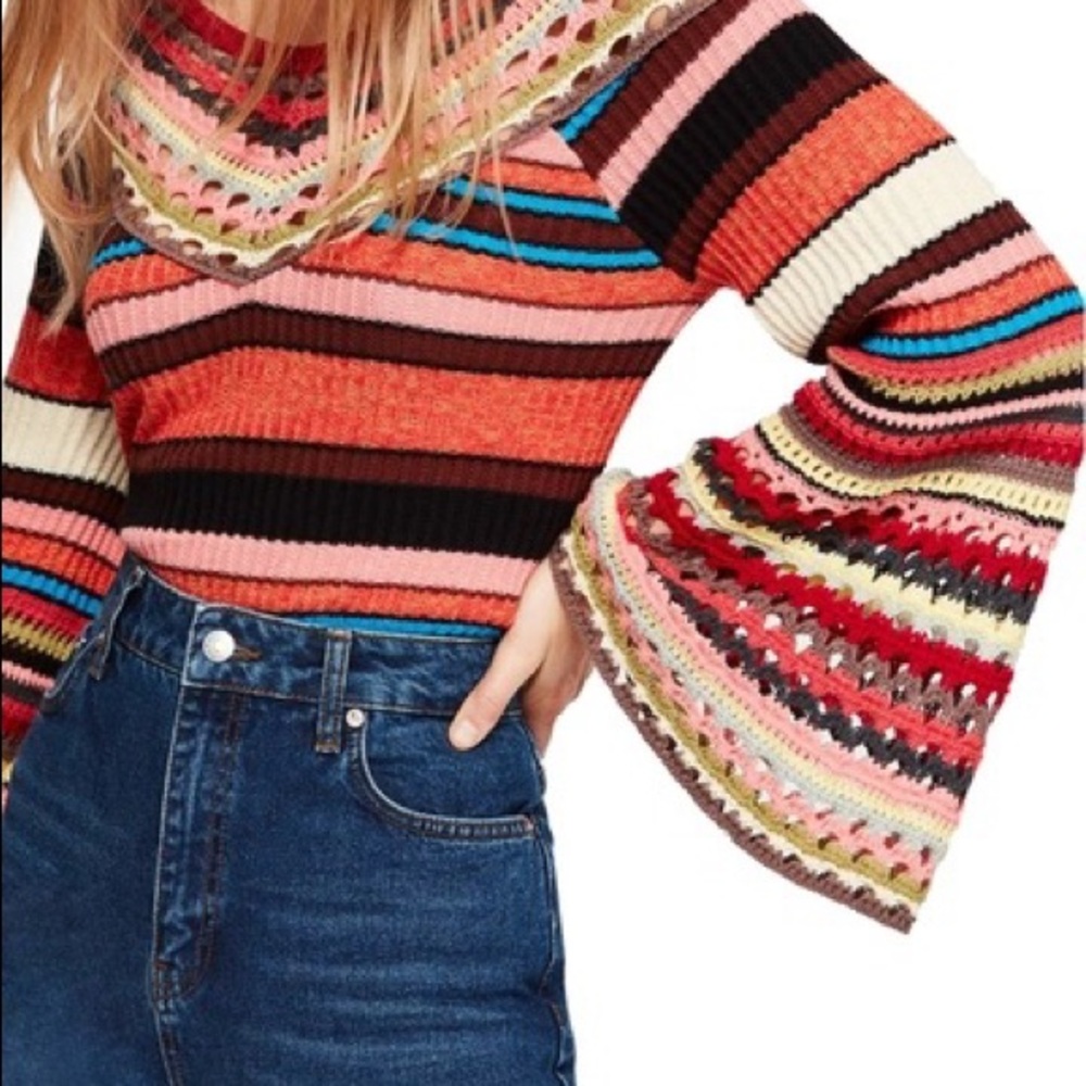 Free People rainbow cropped sweater size Small
